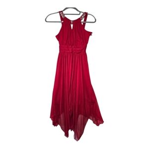 Emily Rose *Read Description* Juniors 14 Red Flare Sheer Dress Rhinestones Liner